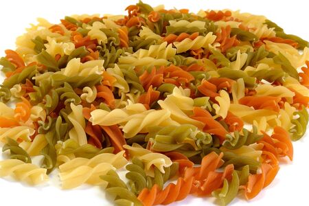 Images of Tri-color pasta on white backgroundの写真素材