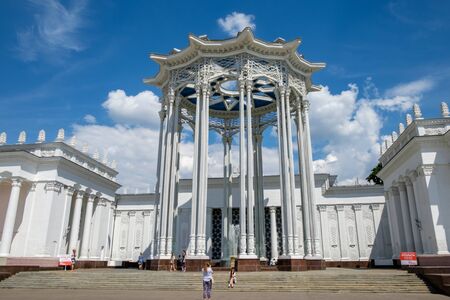 MOSCOW - July 02, 2016: Architecture of VDNH park in Moscow. VDNH is a large city park, exhibition center and amusement park, popular touristic landmarkの写真素材