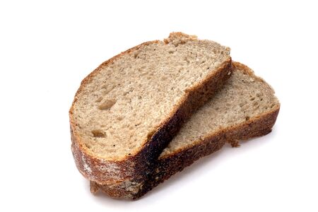 Two bits of bread isolated on white background