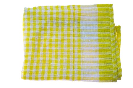Checkered linen napkin isolated on white backgroundの写真素材