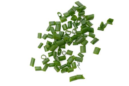 Cut green onion isolated on the white background