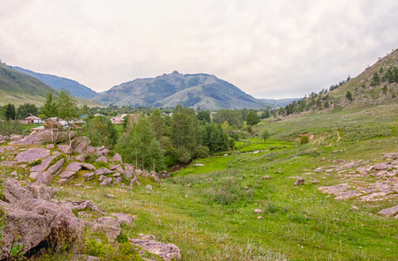 Beautiful landscape of valley in mountainsの写真素材