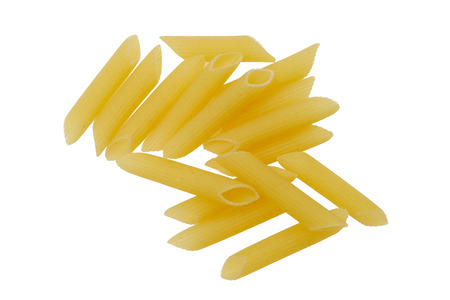 Portion raw pasta isolated on white background. Top Viewの写真素材