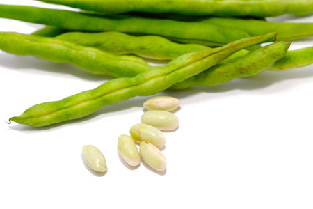Fresh common beans isolated on white background