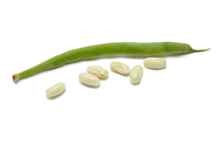 Fresh common beans isolated on white background