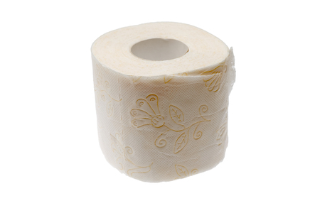 White toilet paper roll Isolated on a white background.の写真素材