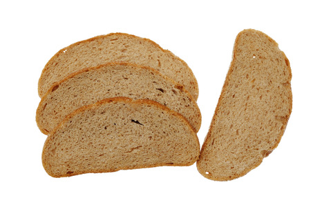 Sliced fresh bread isolated on white background. Top viewの写真素材