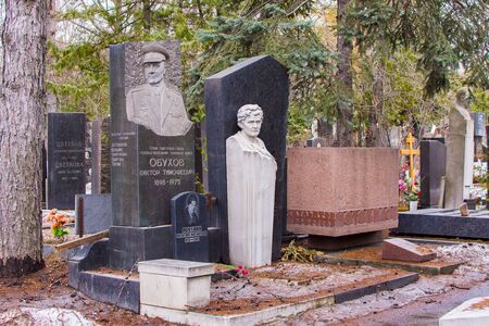 Moscow, Russia. 3 March 2017: Novodevichy Cemetery, the most famous cemetery in Moscowのeditorial素材