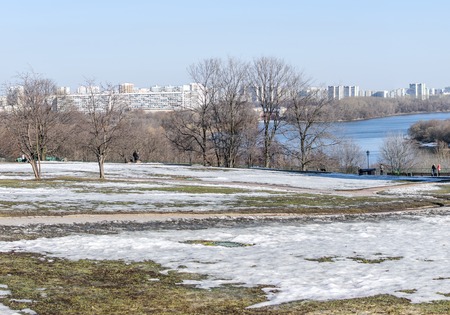 Beautiful spring landscape, clean blue sky and river.の写真素材