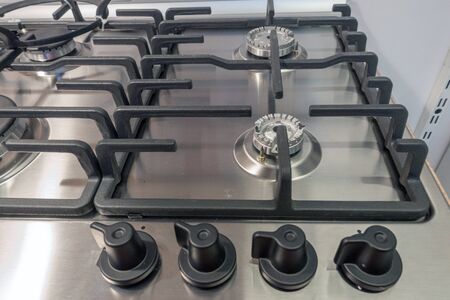 Close up of gas stove. Details of gas stoveの写真素材