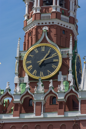 Clock on Spassky Tower on Red Square. Moscow, Russia. Vertical imagesの写真素材
