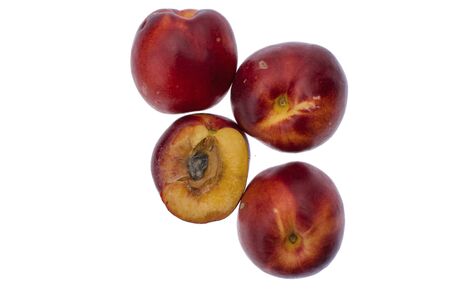 Ripe Nectarines isolated on white background. Close upの写真素材