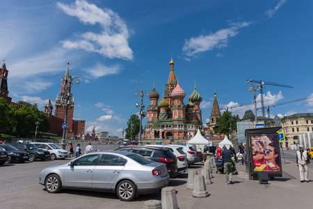 RUSSIA, MOSCOW, JUNE 8, 2017: St. Basils Cathedral on Red Square in the summer.のeditorial素材