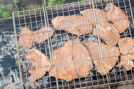 BBQ meat on the grill delicious chunks of grilled. Grilling of meat.の写真素材