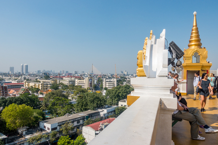 BANGKOK, THAILAND - December 21 2017: Golden Mount and Wat Saket. You can see all Bangkok from Golden Mount. Located in Ratchadamnoen Avenueのeditorial素材