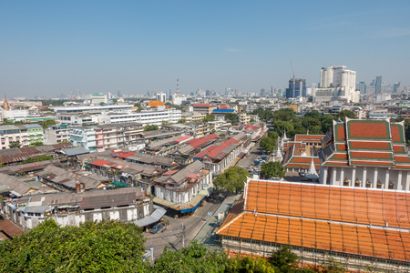 View of Bangkok from the Golden Mount at Wat Saket.の写真素材