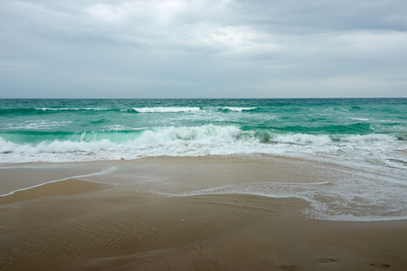 Sea waves and sand beach of Chaweng beach, Koh Samui Thailandの写真素材