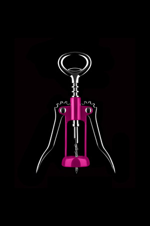 Pink corkscrew on a black backgroundの写真素材