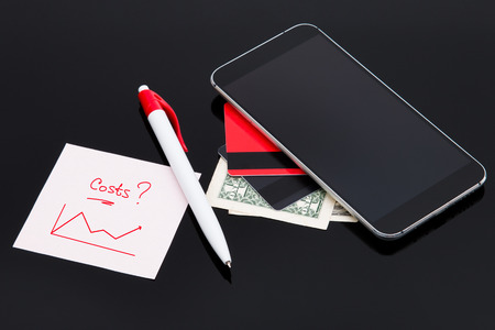 Costs associated with mobile communications. Expenses in roaming and Internet expenses.の写真素材