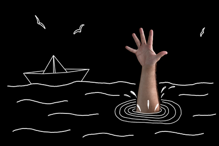 The man plunges into social problems and asks for helpの写真素材