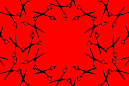 Barber scissors. Background image of a variety of scissors.