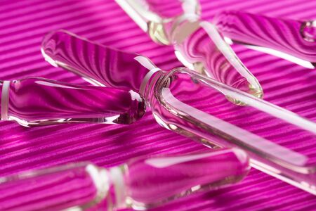 Glass ampoules close up. Medical ampoules.の写真素材