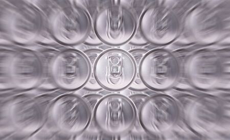 Aluminum can closeup top view. Closed aluminum cans. Many cans of aluminum.