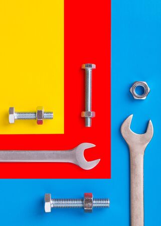 Tool on a colored background close-up.の写真素材