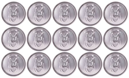 Background of aluminum cans. Jar of aluminum top view.