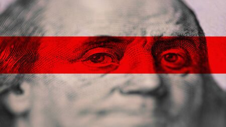 Eyes of Benjamin Franklin close-up.の写真素材