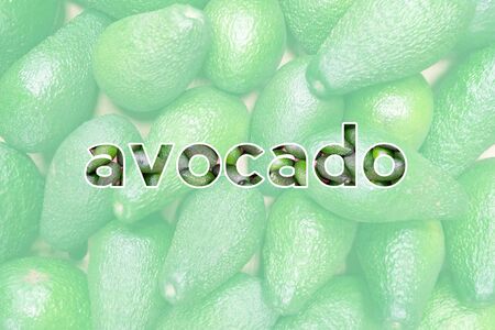 Word avocado on a background of fruits.の写真素材