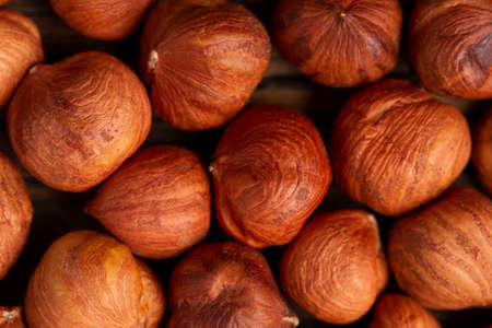 Peeled hazelnuts close-up.