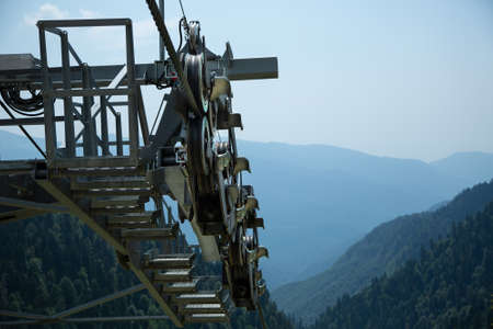 Cableway in the mountains.の写真素材