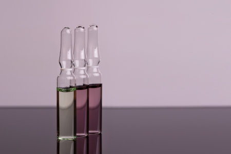 Ampoules on the table. Medical ampoules.の写真素材