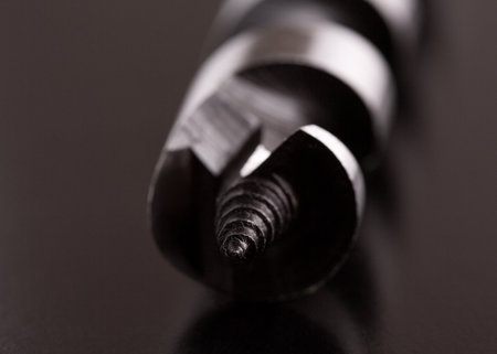 Close-up of the tip of a metal drill.の写真素材