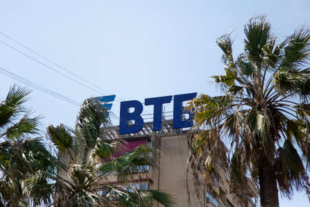 SOCHI, RUSSIA - March 03, 2022: VLarge logo of VTB Bank on the roof of a building in the city of Sochi.のeditorial素材