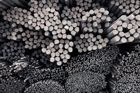 Steel rods bars can be used for reinforce concrete. Reinforced iron for concrete construction.の写真素材