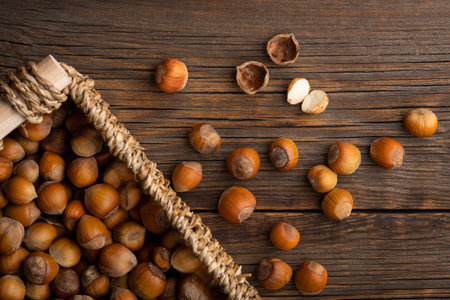 Photo of hazelnut. Hazelnut nut health organic brown filbert background concept. food background.の写真素材