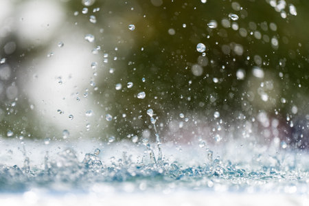 Water splashes from a fountain close-up.