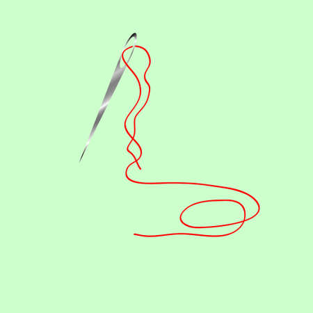 needle, red, thread