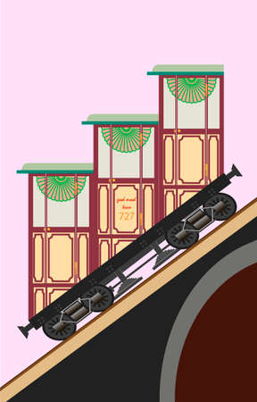 Old European city railway public historic funicularのイラスト素材