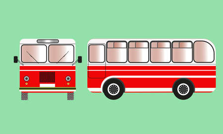 City small passenger bus of red-white colorのイラスト素材