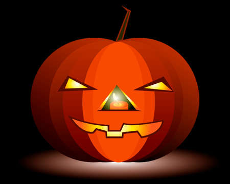 glowing pumpkin on halloween on a black backgroundのイラスト素材