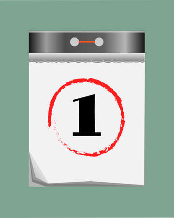 Tear-off calendar icon in flat style on grey backgroundのイラスト素材