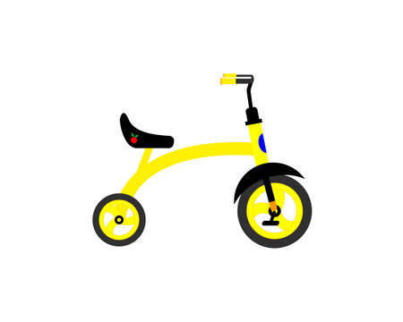 Children's tricycle. Yellow on a white background. Vector illustration.のイラスト素材