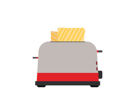 Toaster. Front view. Fry bread. Vector illustration. Isolated on white backgroundのイラスト素材