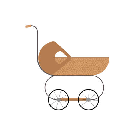 Baby retro stroller. Vector illustration on a white background