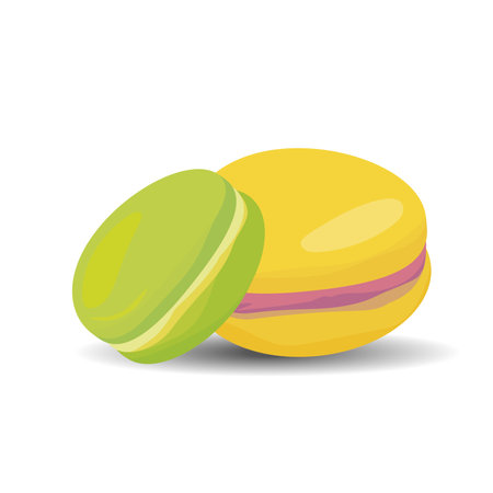 Close-up illustration of two colored macaroons.のイラスト素材