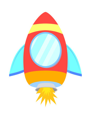 Rocket flying in space cartoon vector iconのイラスト素材
