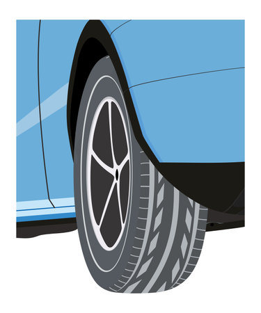 Partial view of the car from behind. Focus on the wheel. Vector graphicsのイラスト素材